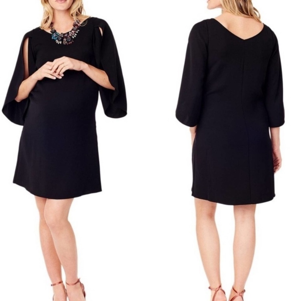 NWT Ingrid & Isabel Black Tulip Sleeve Shift Mini Dress